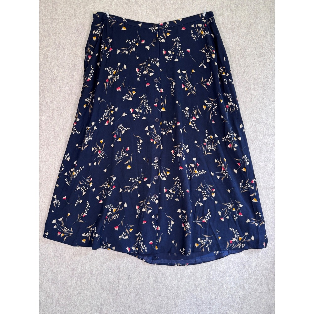 Cottagecore Jones New York 100% Silk Floral Button Front Midi Skirt Size 16W